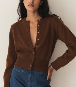 FAIRCHILD CASHMERE CARDIGAN -- CORDOVAN