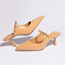 Load image into Gallery viewer, Ines Mule In Tan Patent Leather