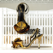 Load image into Gallery viewer, Penelope Sandal In Gold Cracked Metallic Leather