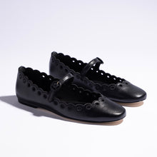 Load image into Gallery viewer, Blair Broderie Ballet Flat In Black Leather