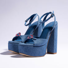 Load image into Gallery viewer, Daisy Platform In Blue Stoned Denim