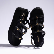 Load image into Gallery viewer, Harmony Flatform Sandal In Black Raffia