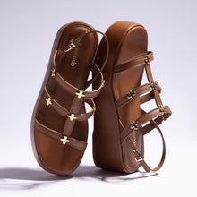 Load image into Gallery viewer, Harmony Flatform Sandal In Caramel Leather