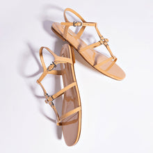 Load image into Gallery viewer, Hana Flat In Tan Patent Leather