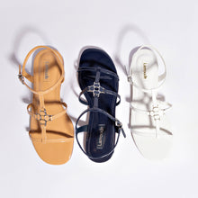 Load image into Gallery viewer, Hana Flat In Navy Patent Leather