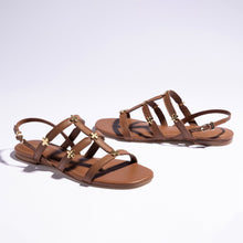 Load image into Gallery viewer, Harmony Flat Sandal In Caramel Leather