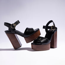 Load image into Gallery viewer, Vanessa Platform Sandal In Black Leather