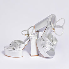 Load image into Gallery viewer, Vivienne Platform Sandal In Silver Metallic Leather