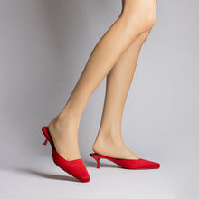 Load image into Gallery viewer, Amal Mule In Cherry Satin