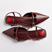 Load image into Gallery viewer, Grace Flat In Burgundy Leather