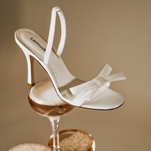 Load image into Gallery viewer, Larroudé x Markarian Bridal Sandal In White Satin