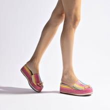 Load image into Gallery viewer, Alex Flatform Mule In Rainbow Raffia