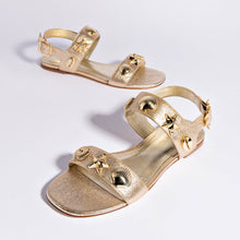 Load image into Gallery viewer, Madison Flat In Gold Metallic Leather