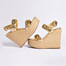 Load image into Gallery viewer, Milan Espadrille In Gold Metallic Leather