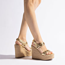 Load image into Gallery viewer, Milan Espadrille In Gold Metallic Leather