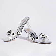 Load image into Gallery viewer, Larroudé x Gabriela Noelle: Garden Mule In Silver Specchio and Black and White Acrylic