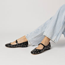 Load image into Gallery viewer, Blair Ballet Flat In Black Leather and Metallic Studs