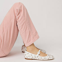 Load image into Gallery viewer, Blair Ballet Flat In White Leather and Metallic Studs