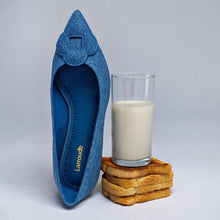 Load image into Gallery viewer, Flora Ballet Flat In Blue Denim