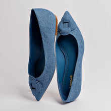 Load image into Gallery viewer, Flora Ballet Flat In Blue Denim