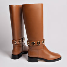 Load image into Gallery viewer, Milan Flat Boot In Caramel Leather