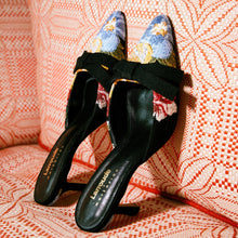 Load image into Gallery viewer, Larroudé x Markarian Mule In Black Wool and Floral Embroidery