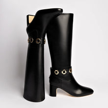 Load image into Gallery viewer, Milan Block Boot In Black Leather