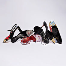 Load image into Gallery viewer, Larroudé x Markarian Mule In Black Velvet and Heart Embroidery