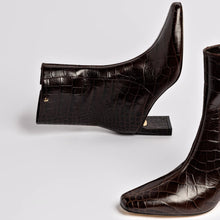 Load image into Gallery viewer, Alexis Bootie In Dark Croco Embroided Leather