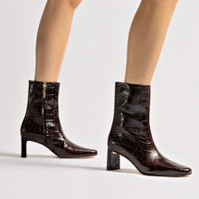 Load image into Gallery viewer, Alexis Bootie In Dark Croco Embroided Leather