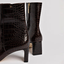 Load image into Gallery viewer, Alexis Bootie In Dark Croco Embroided Leather