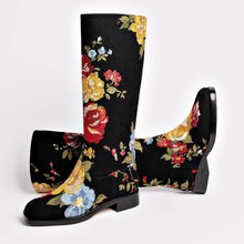 Load image into Gallery viewer, Larroudé x Markarian Flat Boot In Black Wool and Floral Embroidery