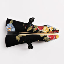 Load image into Gallery viewer, Larroudé x Markarian Flat In Black Wool and Floral Embroidery