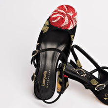 Load image into Gallery viewer, Larroudé x Markarian Pump In Black Wool and Floral Embroidery