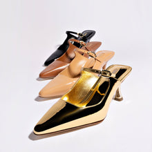 Load image into Gallery viewer, Ines Mule In Tan Patent Leather