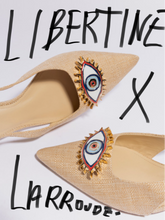 Load image into Gallery viewer, Larroudé x Libertine Eye Pump Lo In Beige Raffia