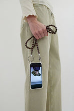 Load image into Gallery viewer, Ina Seifart Handykette Iphone Necklace in Brown with White Thread