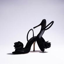 Load image into Gallery viewer, Salma Sandal In Black Suede and Satin