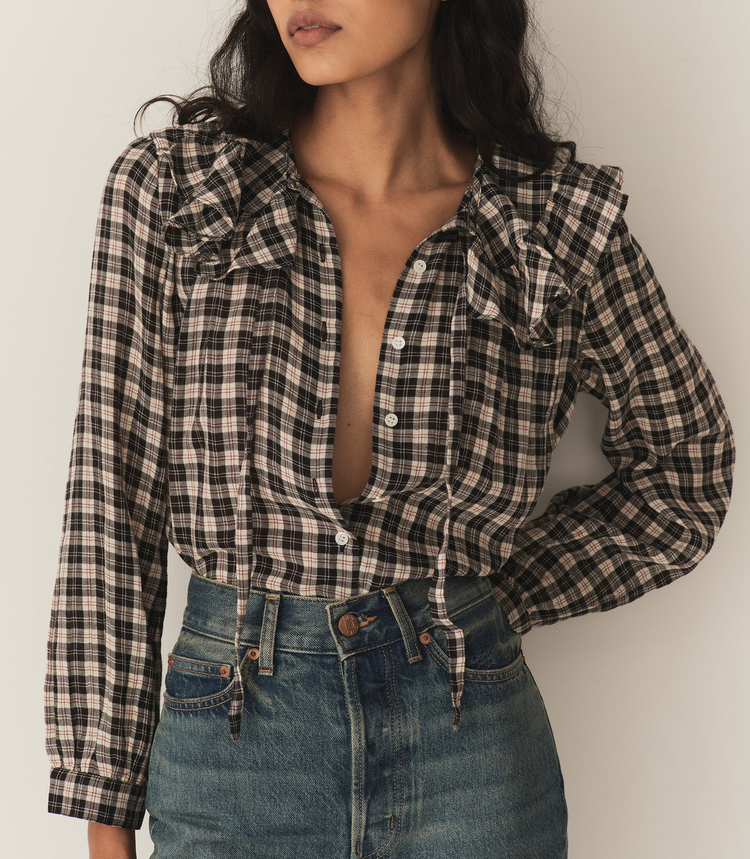 JOELLE TOP -- NAVY COUNTRYSIDE PLAID