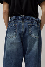 Load image into Gallery viewer, KSENIASCHNAIDER Baggy Jeans with Contrast Sidelines in Blue and Black