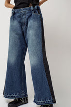 Load image into Gallery viewer, KSENIASCHNAIDER Baggy Jeans with Contrast Sidelines in Blue and Black