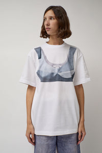 KSENIASCHNAIDER T-Shirt with Augmented Denim Top in White