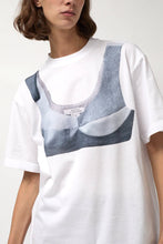 Load image into Gallery viewer, KSENIASCHNAIDER T-Shirt with Augmented Denim Top in White