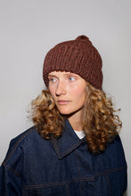 Load image into Gallery viewer, Karakoram Fold Up Long Pom Pom Beanie in Dark Brown