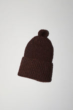 Load image into Gallery viewer, Karakoram Fold Up Long Pom Pom Beanie in Dark Brown