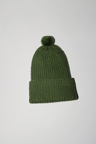 Karakoram Fold Up Long Pom Pom Beanie in Grass