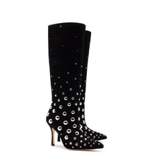 Load image into Gallery viewer, Kate Studs Boot In Black Suede