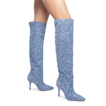 Load image into Gallery viewer, Kate Slouch Boot In Fringe Stellar Denim