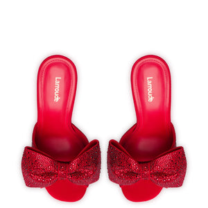 Elle Mule Crystal In Scarlet Suede