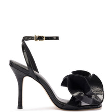 Load image into Gallery viewer, Penelope Sandal In Black Cracked Metallic Leather